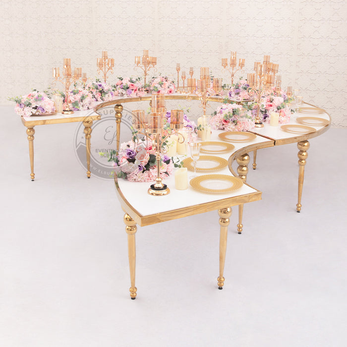 s-shaped wedding dining table