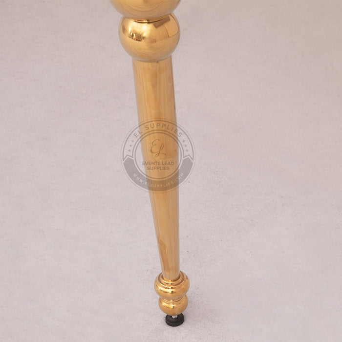 Serpentine Dining Table White Top and gold legs