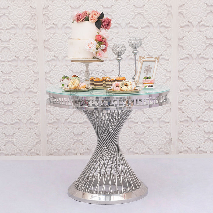 VORAGE KUSCO Spoke Silver Cake Table