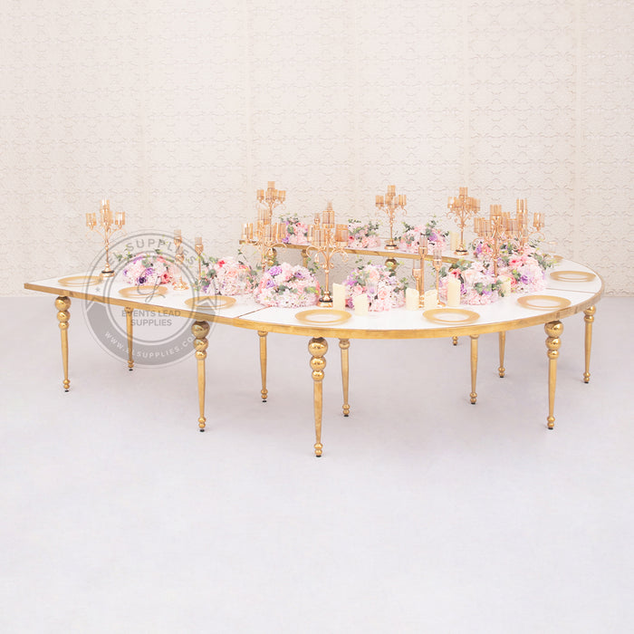full circle table gold and white top
