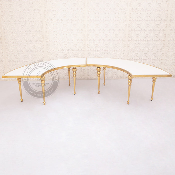 Serpentine Dining Table - Gold with White Top