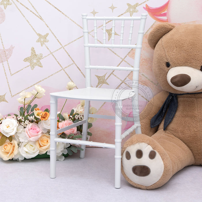 White resin Chiavari kids chair, classic design for children’s events