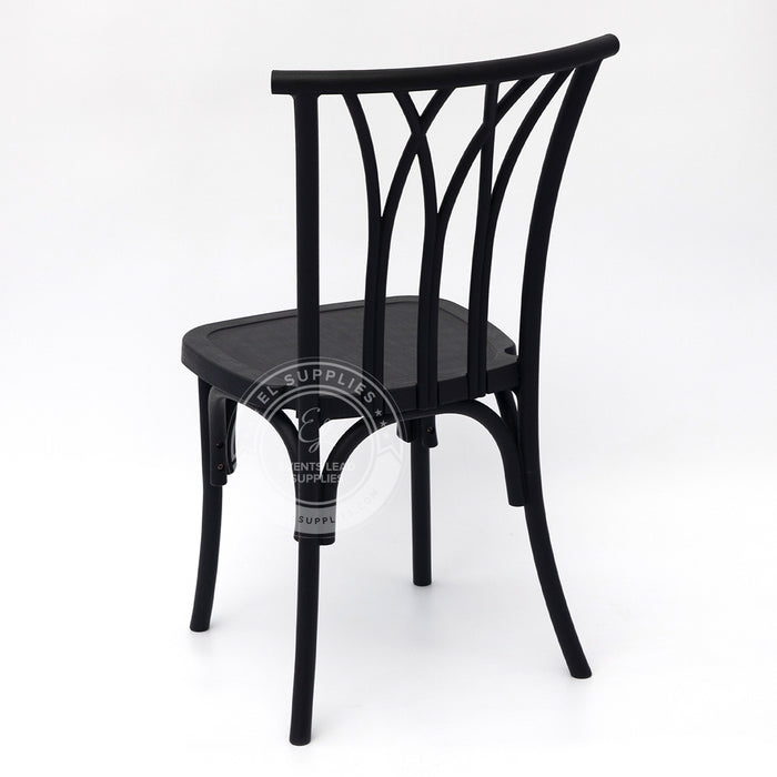 WILLOW Black Wood-Grain Resin Chair