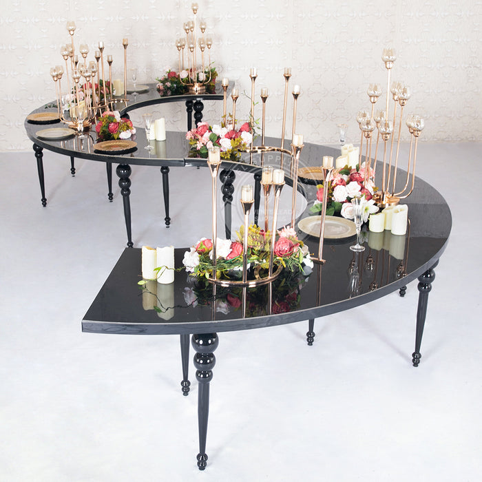 VEGA Half Circle Dining Table - Full Black