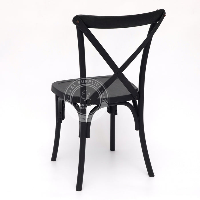 CROSSBACK Black Wood-Grain Resin Chair