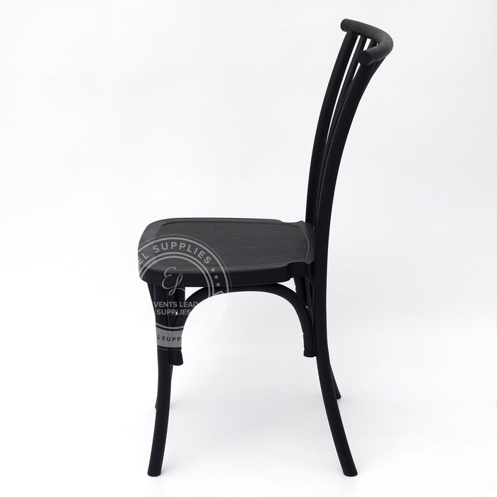 WILLOW Black Wood-Grain Resin Chair