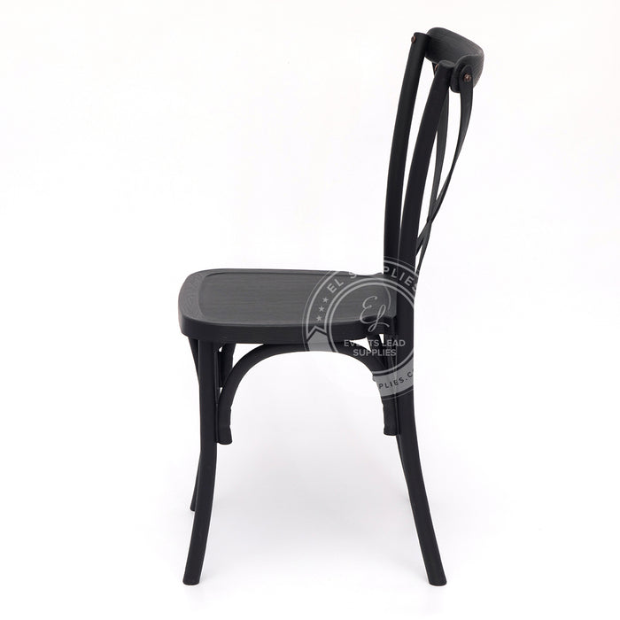 CROSSBACK Black Wood-Grain Resin Chair