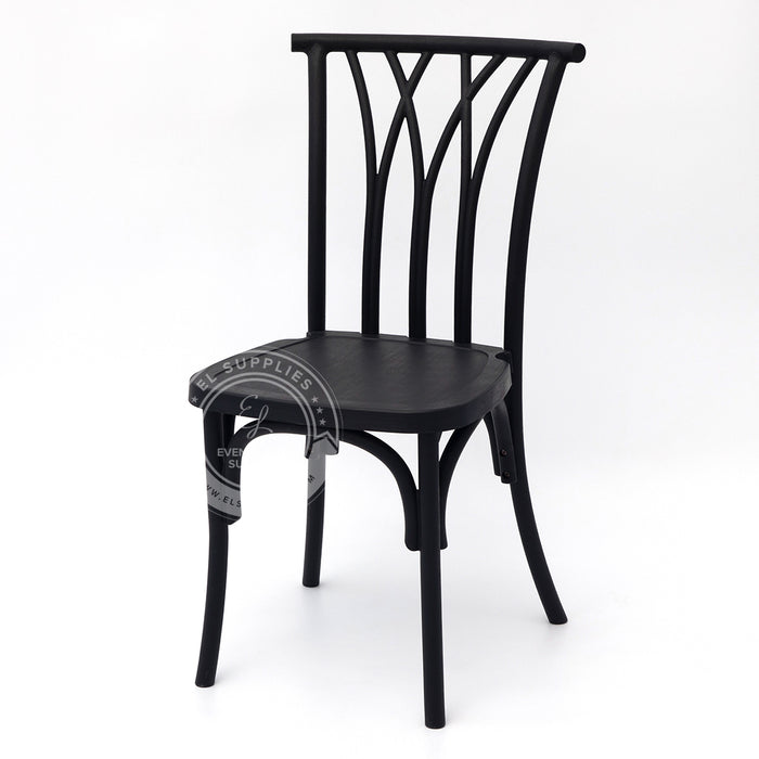 WILLOW Black Wood-Grain Resin Chair