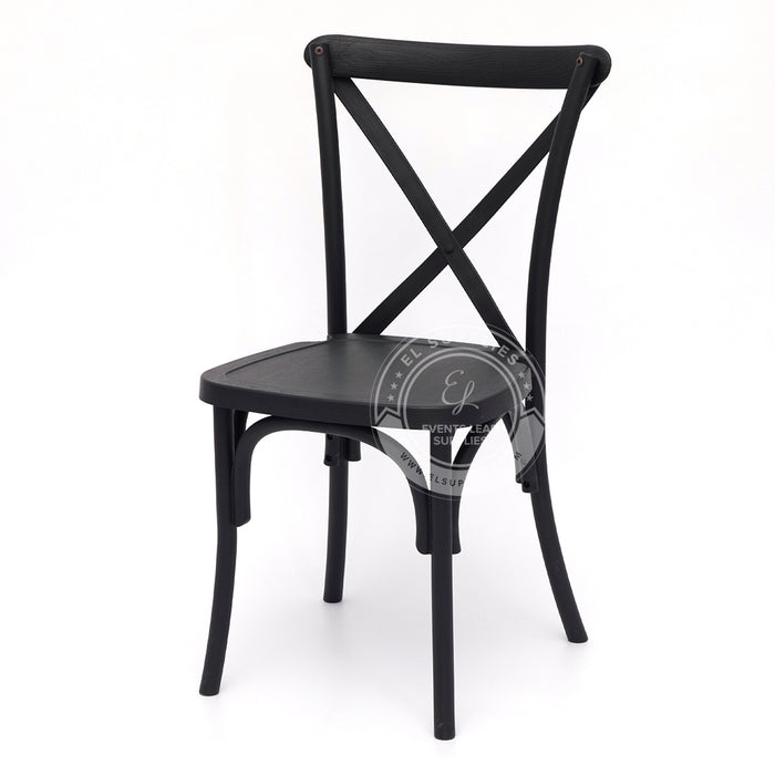 CROSSBACK Black Wood-Grain Resin Chair