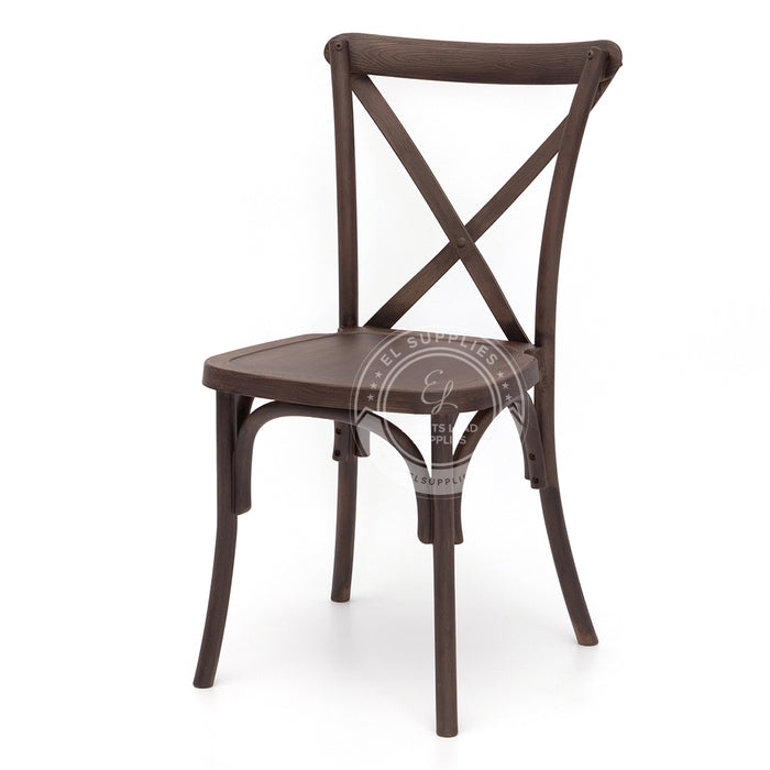 CROSSBACK Dark Walnut Wood-Grain Resin Chair