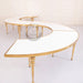 semi-circle gold and white dining table 