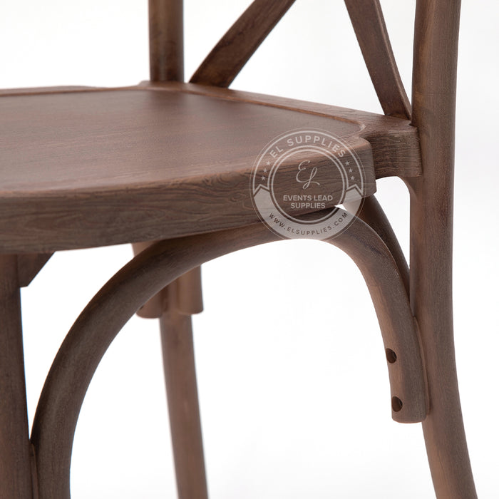 CROSSBACK Dark Brown Wood-Grain Resin Chair