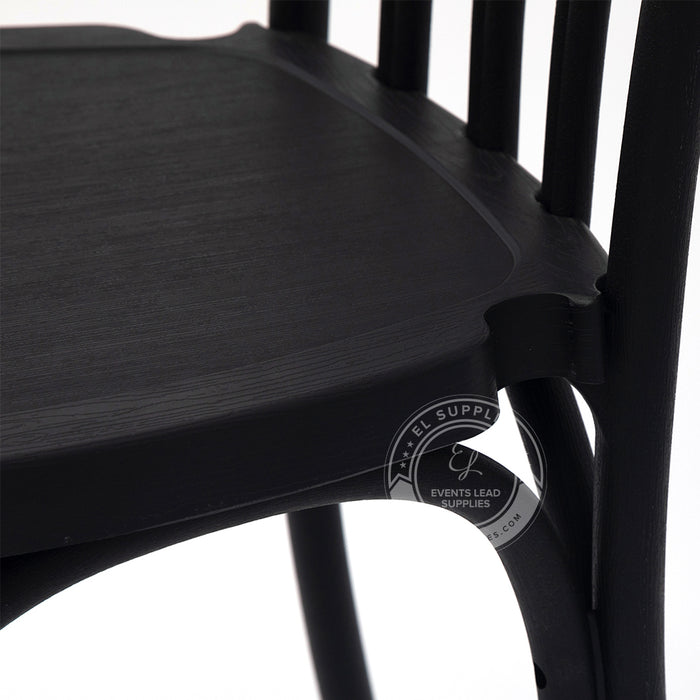 WILLOW Black Wood-Grain Resin Chair