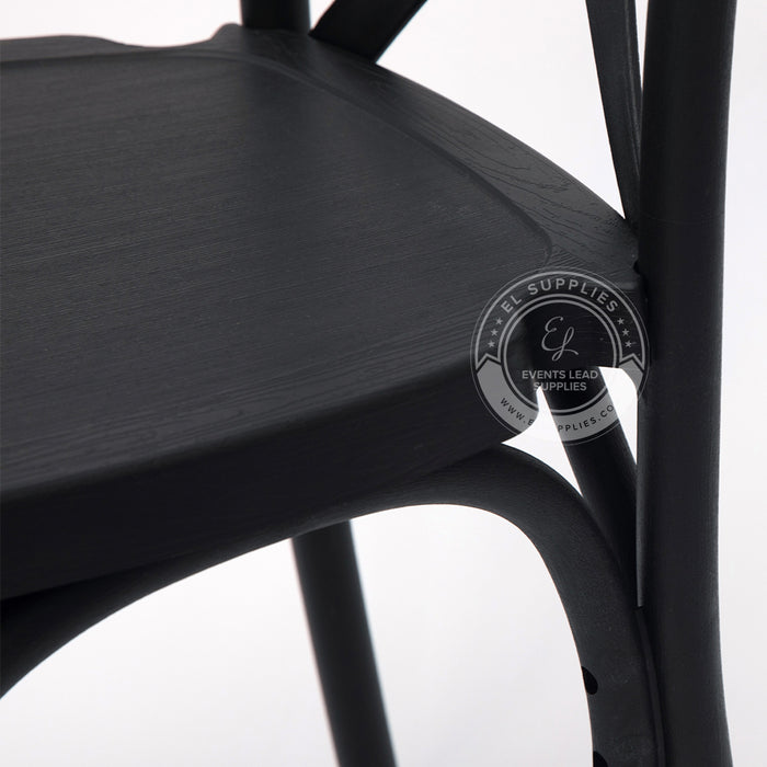 CROSSBACK Black Wood-Grain Resin Chair