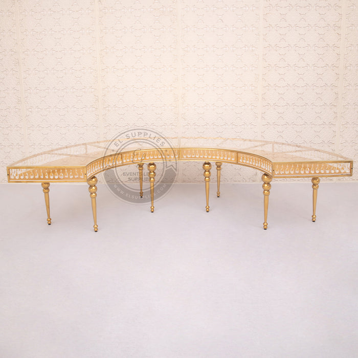 GEMMA Serpentine Gold Dining Table with  glass top