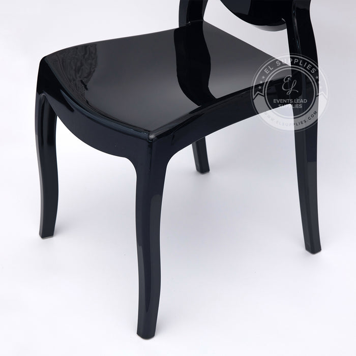 SOPHIA Black Resin Oval Back Wide Seat Ghost Chair