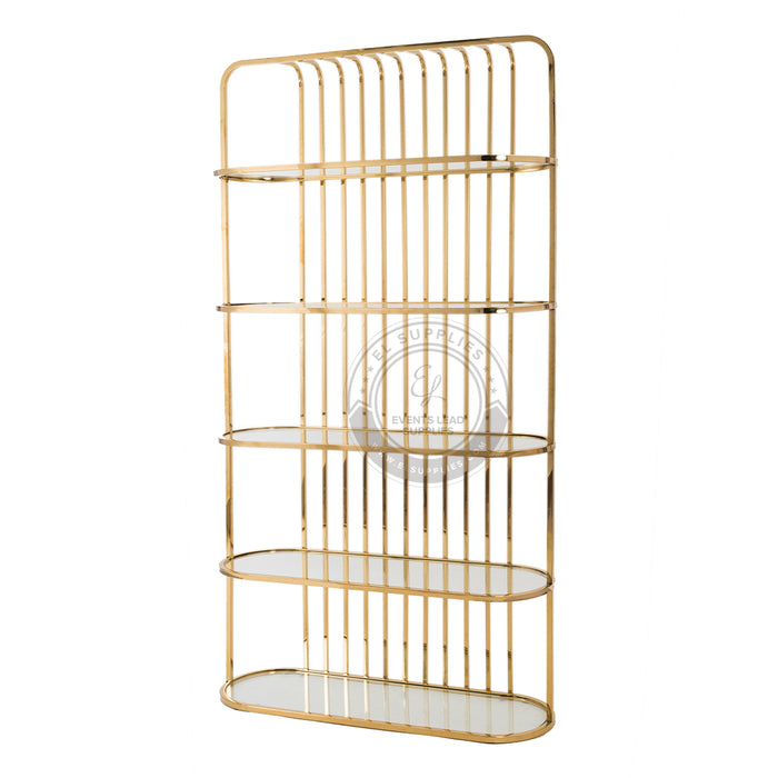 NEREUS Stainless Steel Rack Gold with Clear Glass Shelf