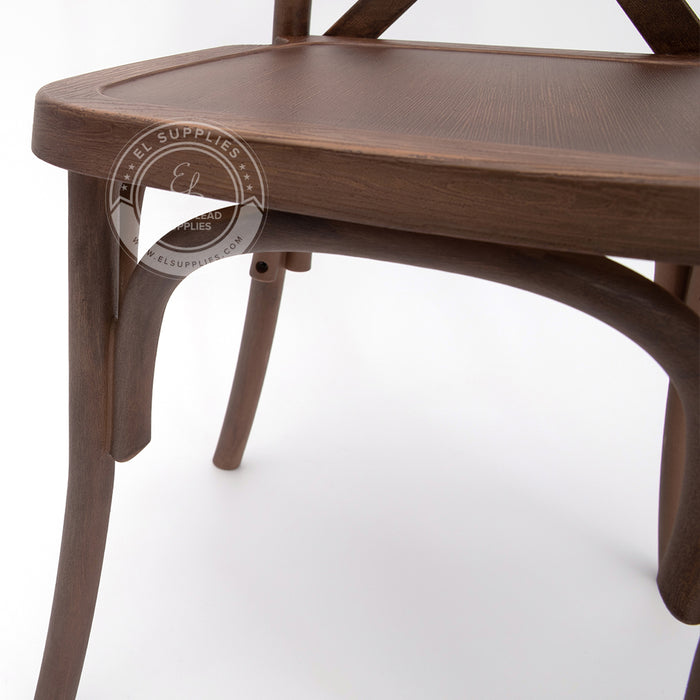 CROSSBACK Dark Brown Wood-Grain Resin Chair