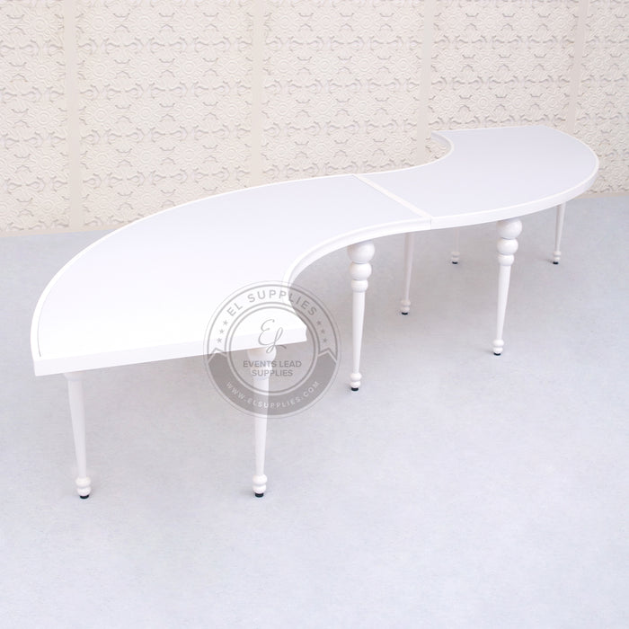 VEGA Half Circle Dining Table - Full White