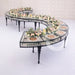 S-shape black dining table with glass top