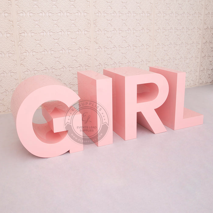 large pink girl marquee letters