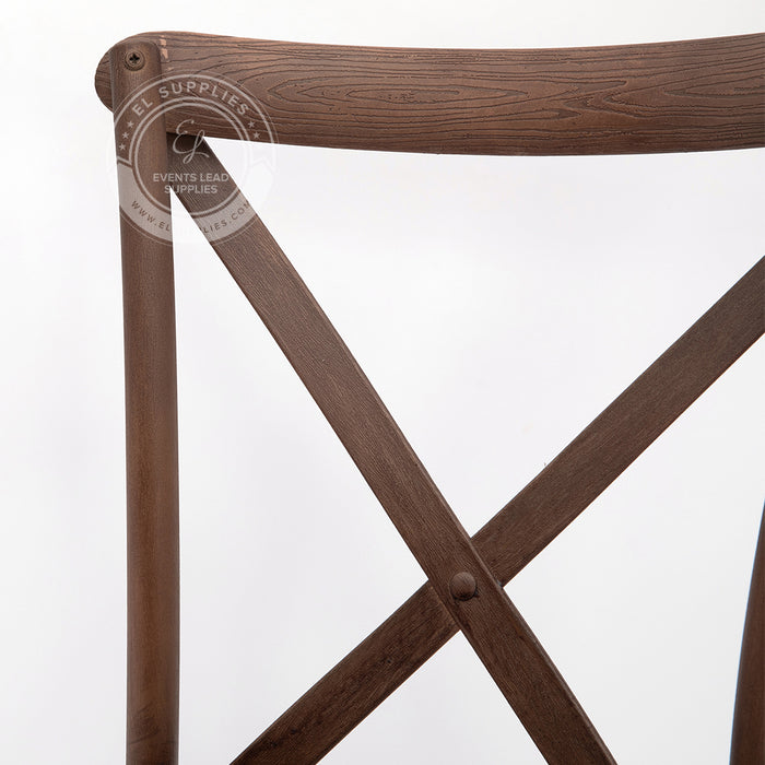 CROSSBACK Dark Brown Wood-Grain Resin Chair