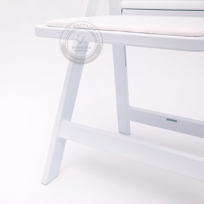 Folding Chair Resin White - Vinyl Cushion