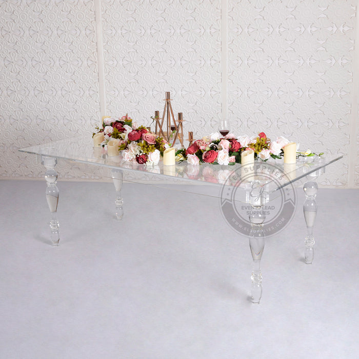 CLARITY Clear Acrylic Dining Table - 8 Foot
