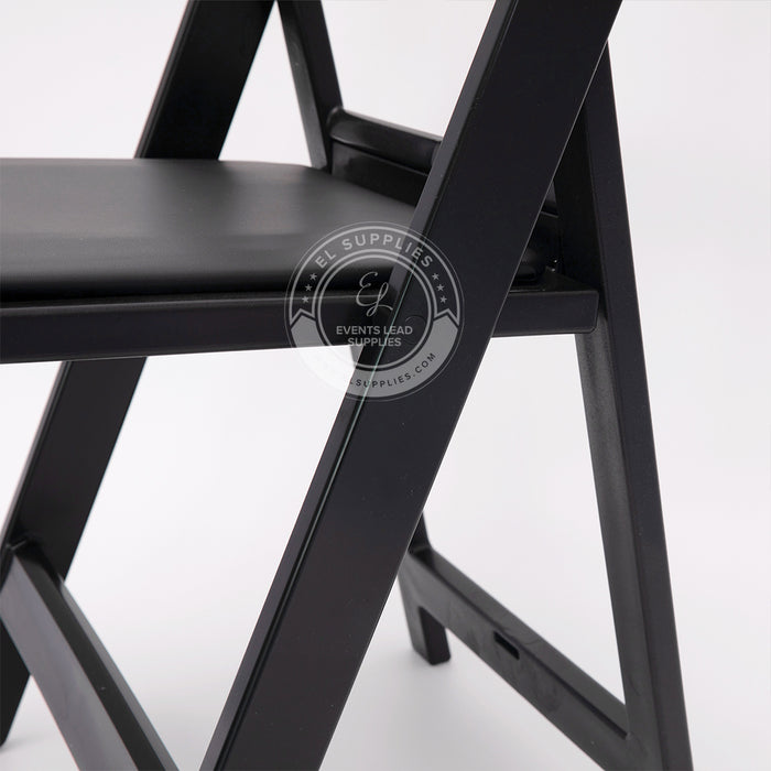 Folding Chair Resin Black - Vinyl Cushion