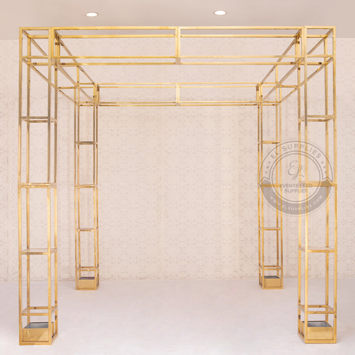PARANKA Gold Stainless Steel Square Gazebo Canopy, Modern Wedding Chuppah