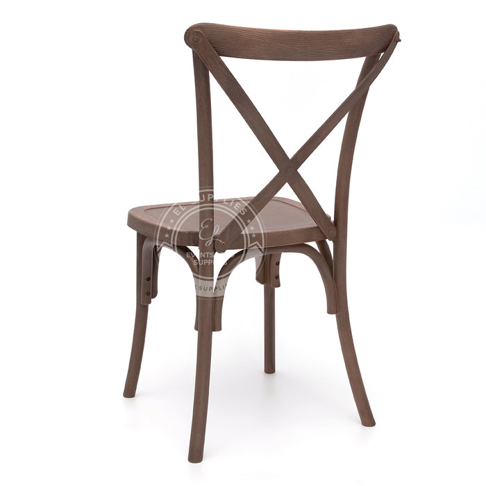 CROSSBACK Dark Brown Wood-Grain Resin Chair