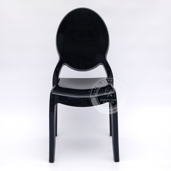SOPHIA Black Resin Oval Back Wide Seat Ghost Chair