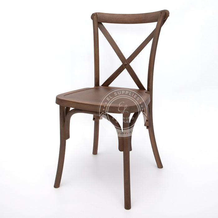 CROSSBACK Dark Brown Wood-Grain Resin Chair