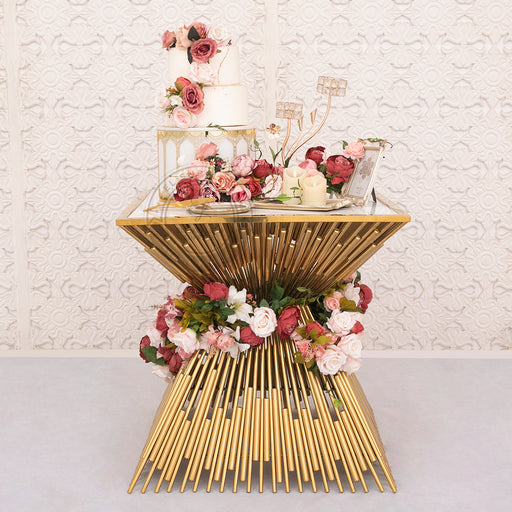 AMVROSIA Cake Table - Gold with White Top