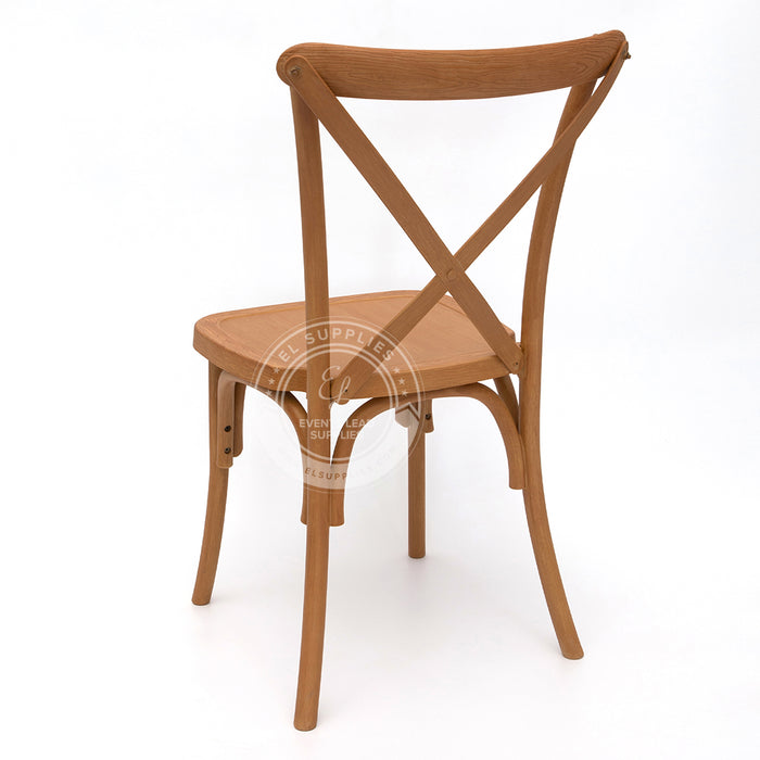 CROSSBACK Oak Brown Wood-Grain Resin Chair