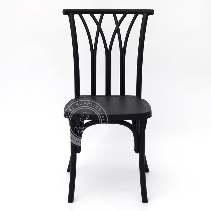 WILLOW Black Wood-Grain Resin Chair