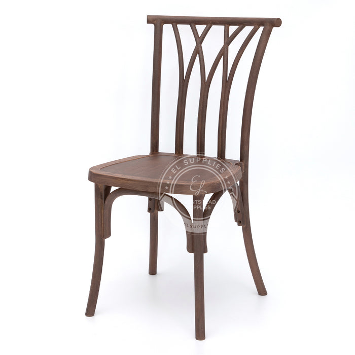 WILLOW Dark Brown Wood-Grain Resin Chair