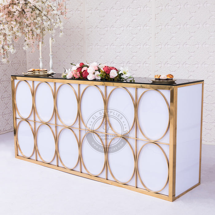 TYRONE Bar Counter with Mirror Glass and Circle Pattern