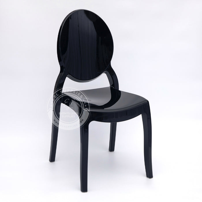 SOPHIA Black Resin Oval Back Wide Seat Ghost Chair