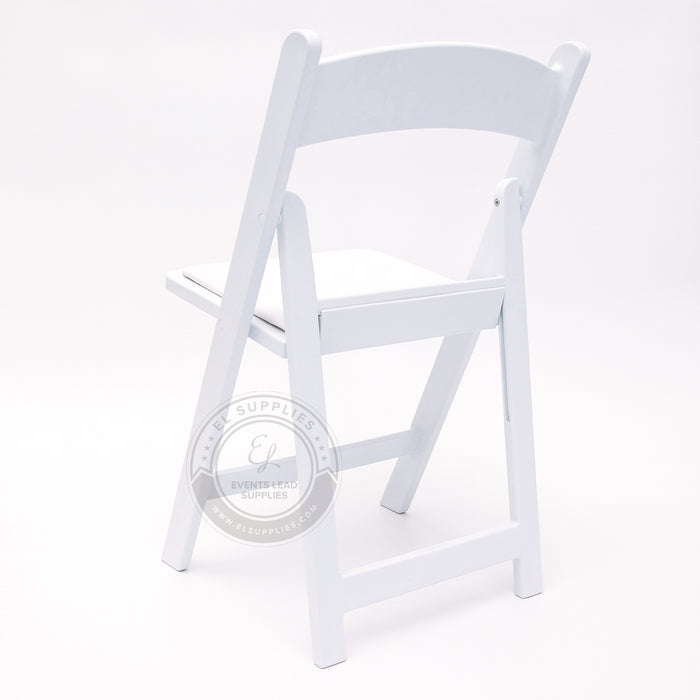 Folding Chair Resin White - Vinyl Cushion