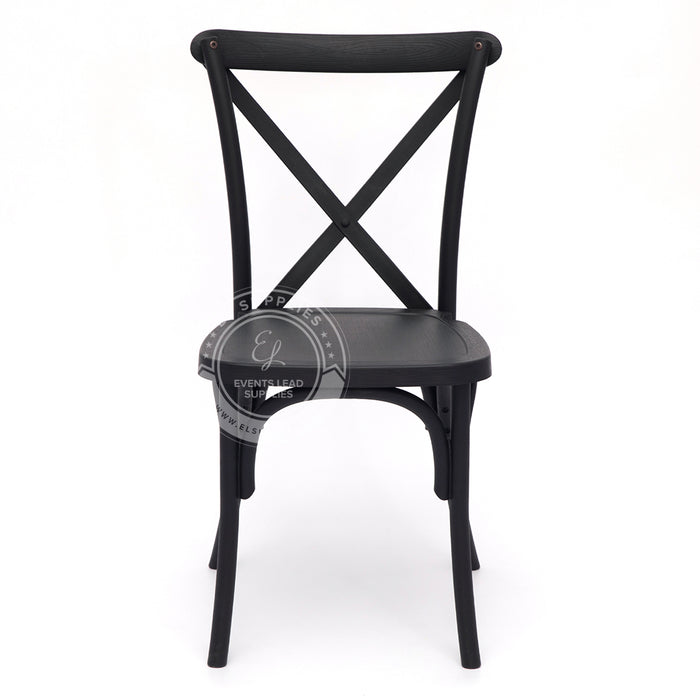 CROSSBACK Black Wood-Grain Resin Chair