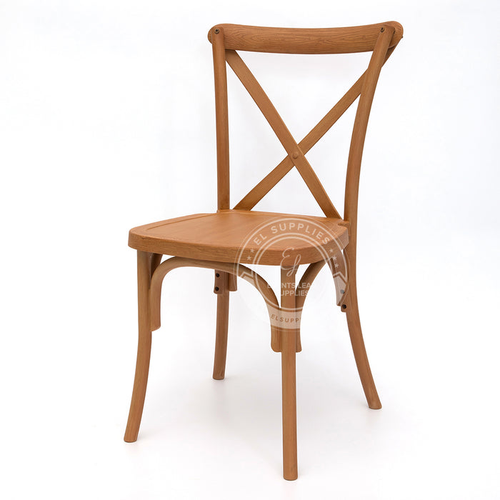 CROSSBACK Oak Brown Wood-Grain Resin Chair