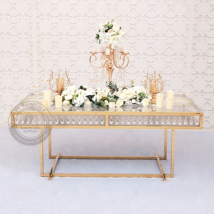 modern wedding gold sweetheart table