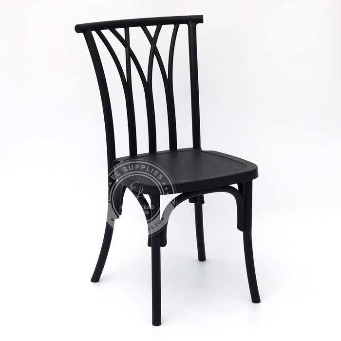 WILLOW Black Wood-Grain Resin Chair