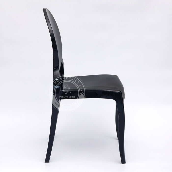 SOPHIA Black Resin Oval Back Wide Seat Ghost Chair