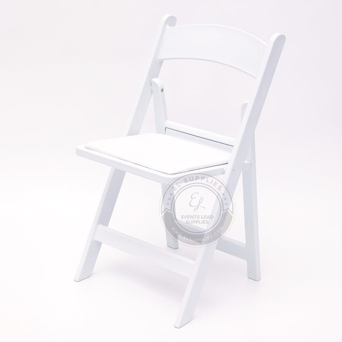 Folding Chair Resin White - Vinyl Cushion