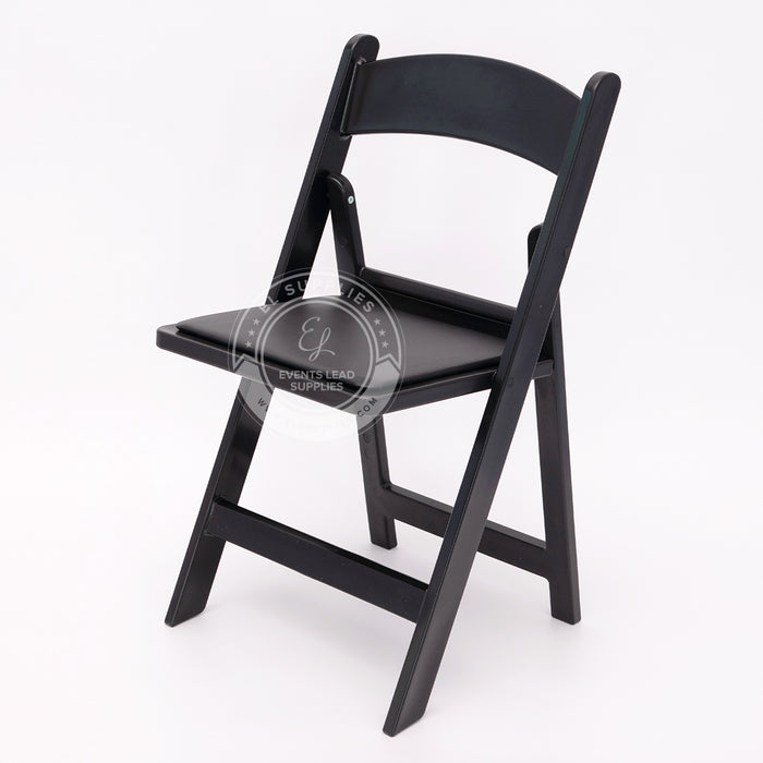 Folding Chair Resin Black - Vinyl Cushion