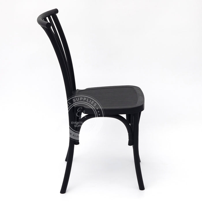 WILLOW Black Wood-Grain Resin Chair