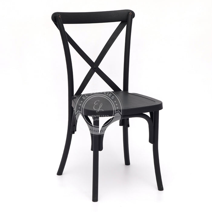 CROSSBACK Black Wood-Grain Resin Chair