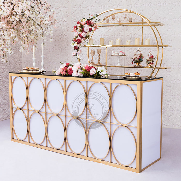 TYRONE Bar Counter with Mirror Glass and Circle Pattern